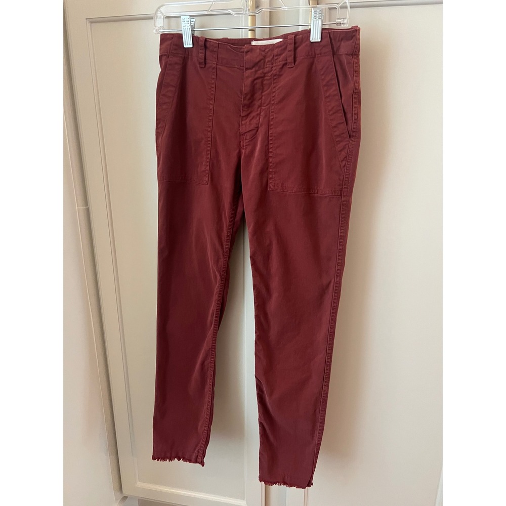 Nili‎ Lotan Jenna Pant Garnet Rust Red Military Utility Frayed Hem Size 0